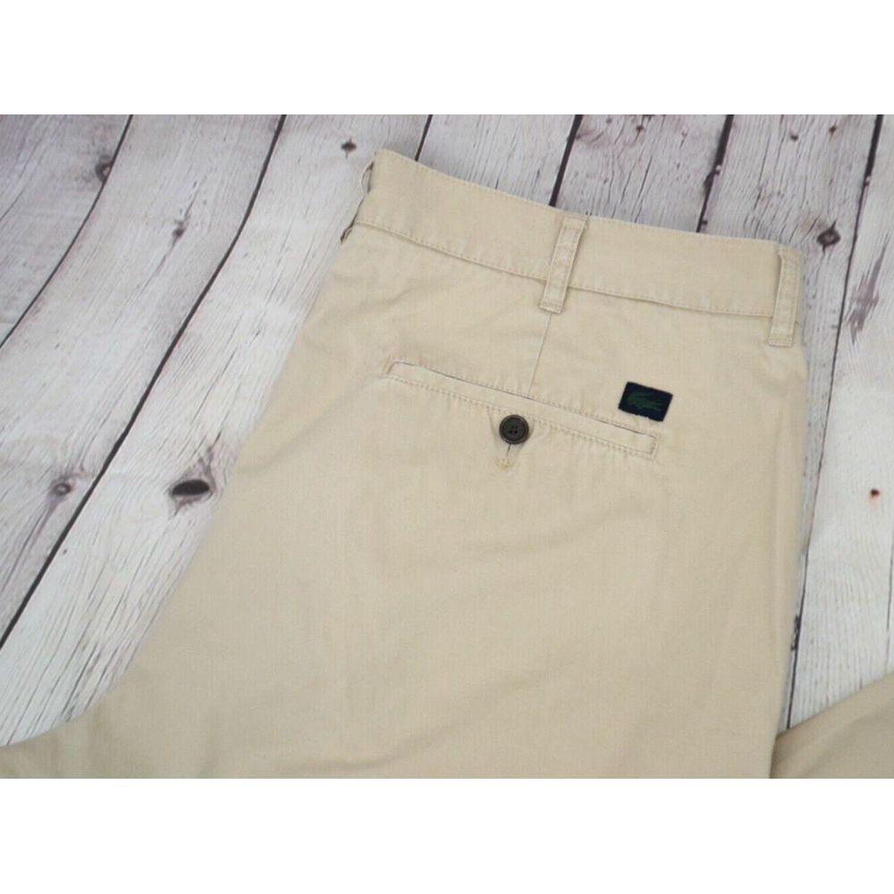 LACOSTE Men's Flat Front Cotton Chino / Khaki Pants SIZE 38 Beige